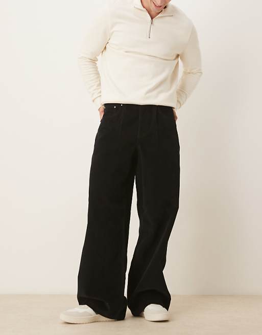 ASOS DESIGN Super Baggy Trousers In Black Corduroy