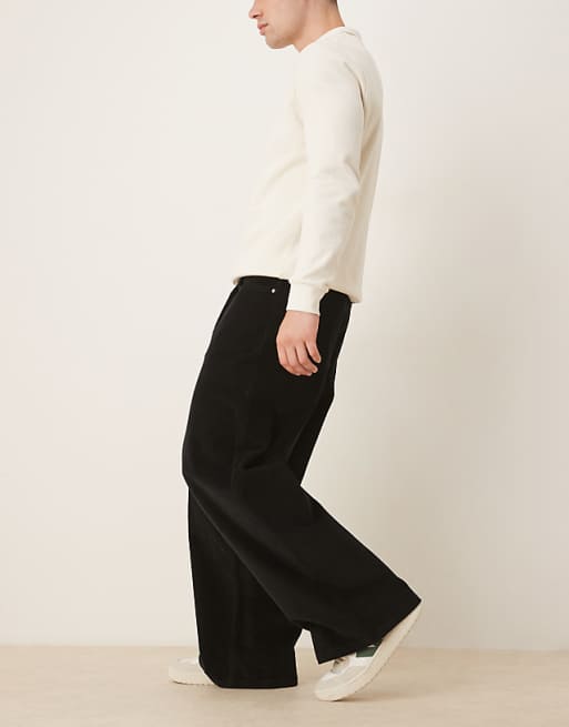 ASOS DESIGN Super Baggy Trousers In Black Corduroy