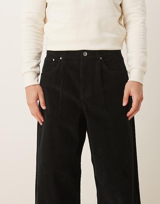 ASOS DESIGN Super Baggy Trousers In Black Corduroy