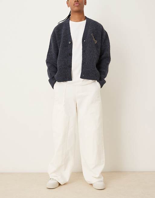 ASOS DESIGN Super Baggy Trousers In Ecru With Carpenter Details