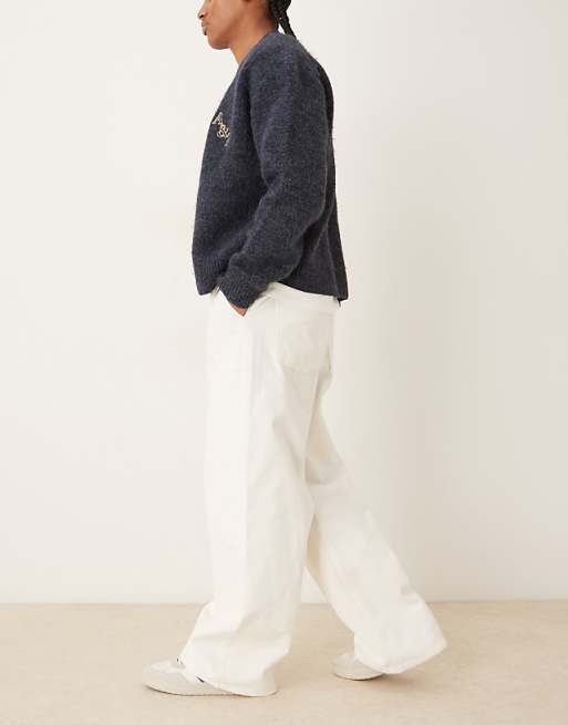 ASOS DESIGN Super Baggy Trousers In Ecru With Carpenter Details
