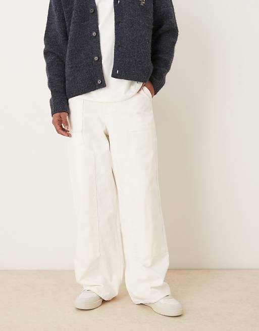 ASOS DESIGN super baggy trousers in ecru with carpenter details