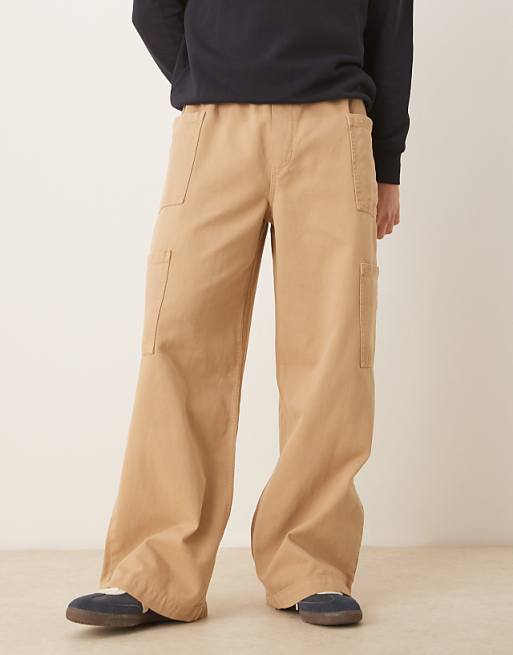 ASOS DESIGN Super Baggy Twill Cargo Trousers In Brown