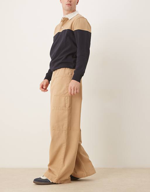 ASOS DESIGN Super Baggy Twill Cargo Trousers In Brown