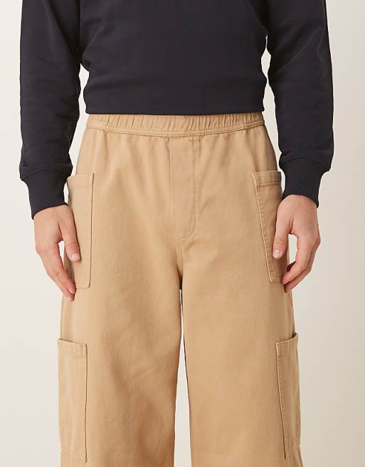 ASOS DESIGN Super Baggy Twill Cargo Trousers In Brown