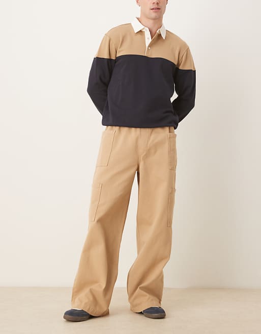 ASOS DESIGN super baggy twill cargo trousers in brown