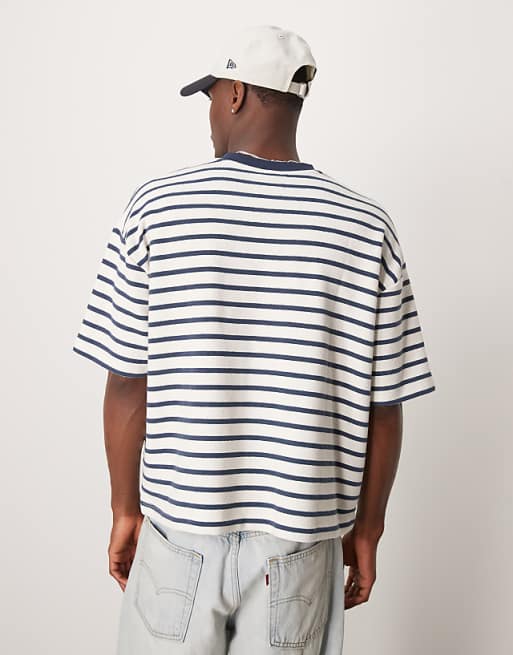 ASOS DESIGN Super Heavyweight Boxy Oversized T-shirt In Textured Stripe