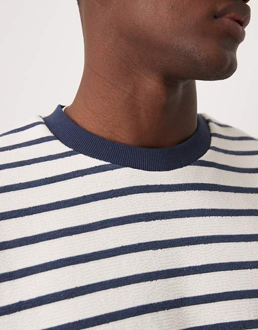 ASOS DESIGN Super Heavyweight Boxy Oversized T-shirt In Textured Stripe