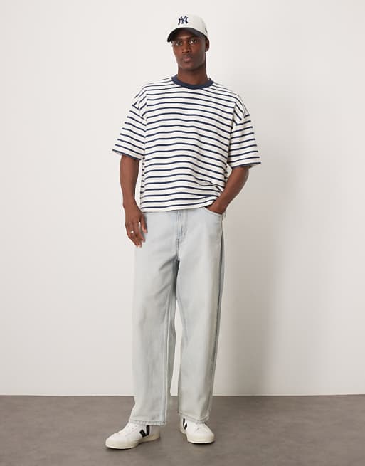 ASOS DESIGN Super Heavyweight Boxy Oversized T-shirt In Textured Stripe