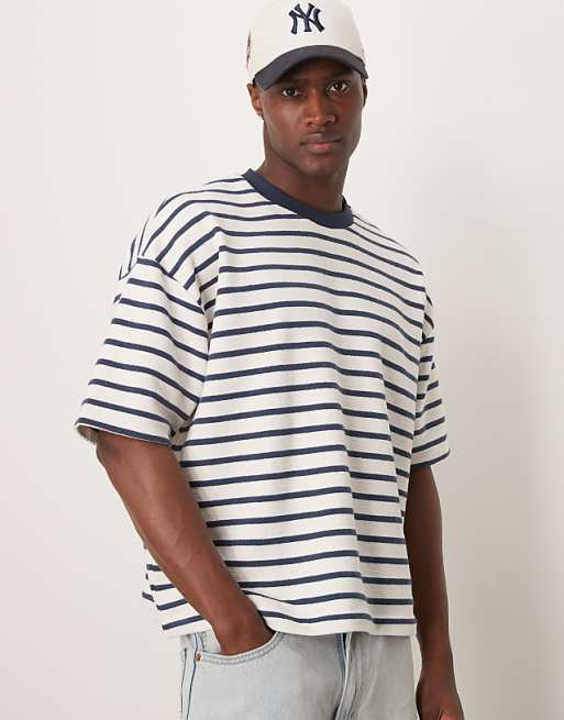 ASOS DESIGN super heavyweight boxy oversized t-shirt in textured stripe