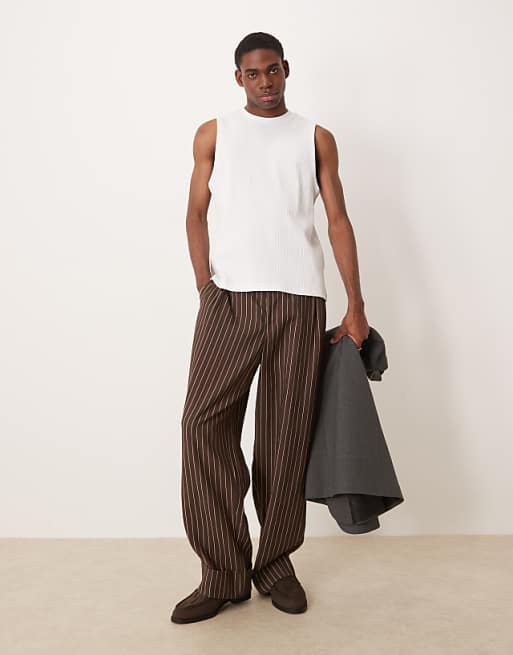 ASOS DESIGN Super Heavyweight Crew Neck Tank In White Rib