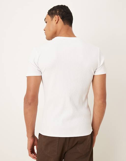 ASOS DESIGN Super Heavyweight Muscle Fit T-shirt In White Rib