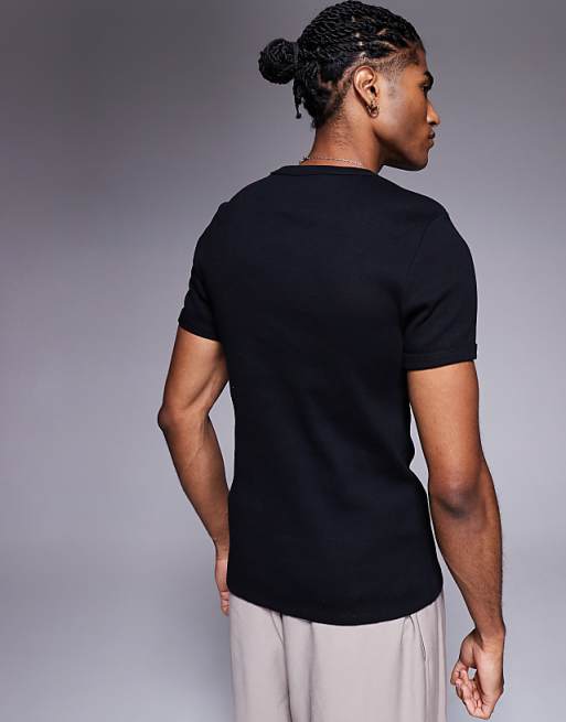 ASOS DESIGN Super Heavyweight Muscle Fit T-shirt In Black Rib