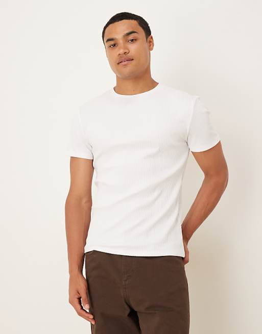 ASOS DESIGN super heavyweight muscle fit t-shirt in white rib