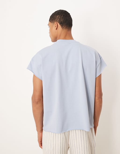 ASOS DESIGN Super Heavyweight Oversized Cap Sleeve T-shirt In Blue