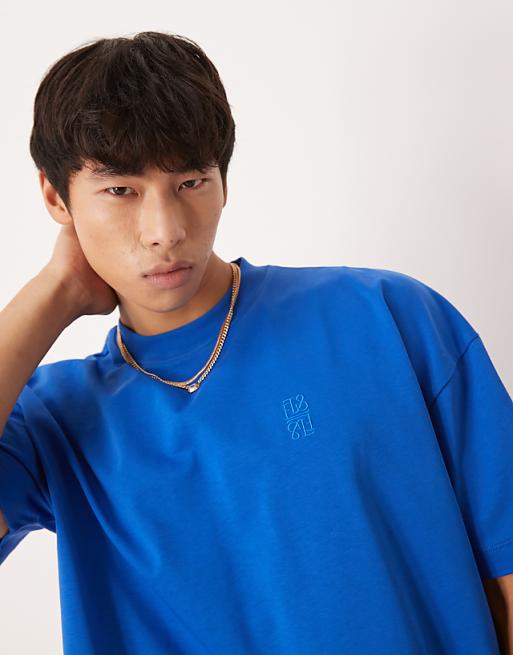 ASOS DESIGN Super Heavyweight Oversized Drop Shoulder T-shirt In Blue