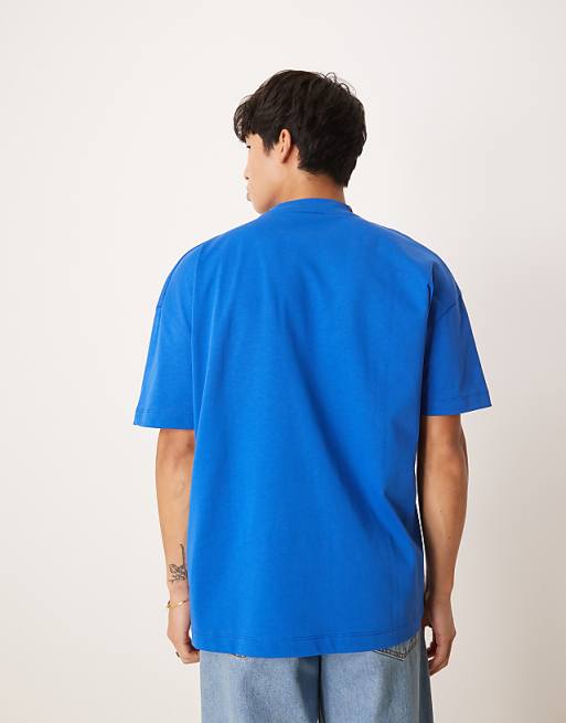 ASOS DESIGN Super Heavyweight Oversized Drop Shoulder T-shirt In Blue