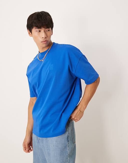 ASOS DESIGN super heavyweight oversized drop shoulder t-shirt in blue
