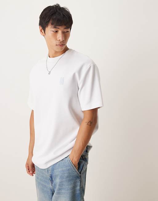 ASOS DESIGN Super Heavyweight Premiumrelaxed T-shirt With Italy Graphic In White