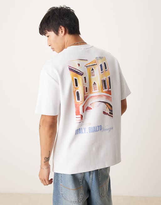 ASOS DESIGN super heavyweight premiumrelaxed t-shirt with Italy graphic in white