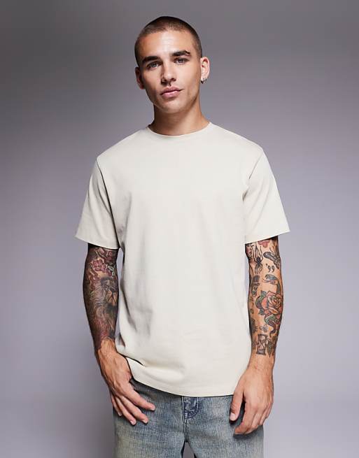 ASOS DESIGN super heavyweight t-shirt in stone