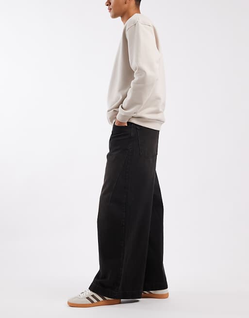 ASOS DESIGN Super Wide Leg Jeans In Washed Brown