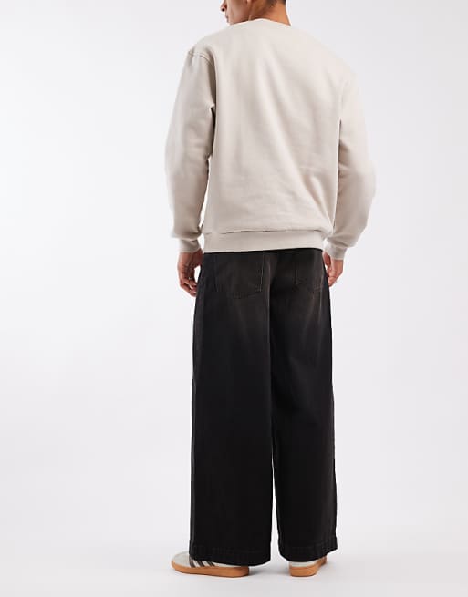 ASOS DESIGN Super Wide Leg Jeans In Washed Brown