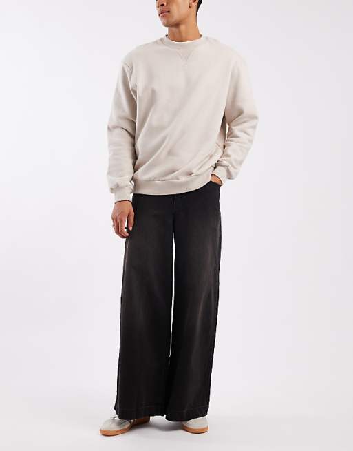 ASOS DESIGN super wide leg jeans in washed brown