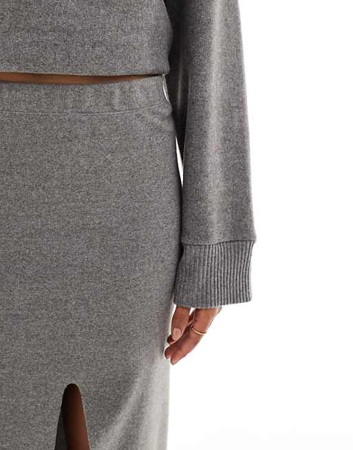 ASOS DESIGN Supersoft Split Front Maxi Skirt In Charcoal Marl