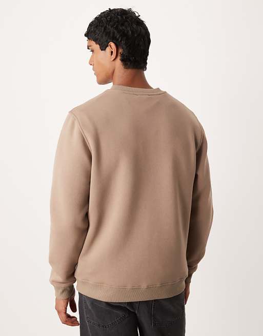 ASOS DESIGN Sweatshirt With Chest Print In Beige