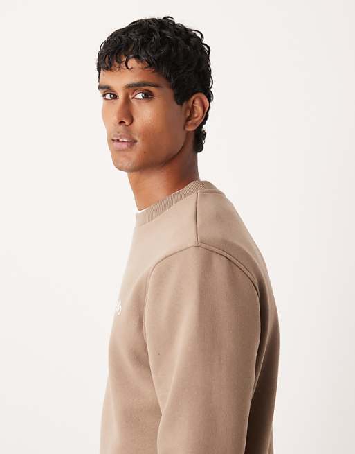 ASOS DESIGN Sweatshirt With Chest Print In Beige