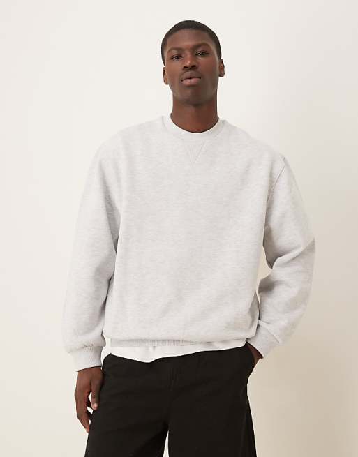 ASOS DESIGN Sweatshirt With Fruit Back Print In Grey Marl