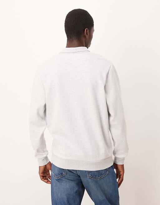 ASOS DESIGN Sweatshirt With Ribbed Collar In Grey Marl Scuba-style Fabric