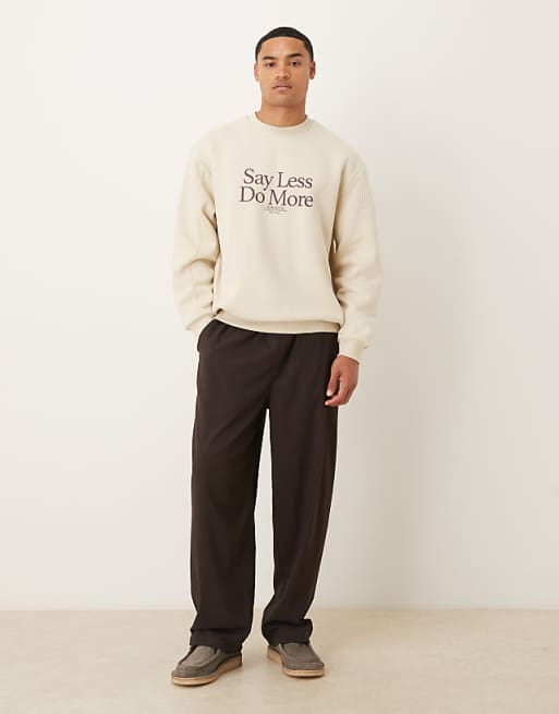 ASOS DESIGN Sweatshirt With Text Print In Beige