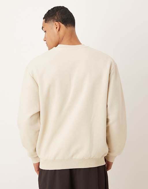 ASOS DESIGN Sweatshirt With Text Print In Beige