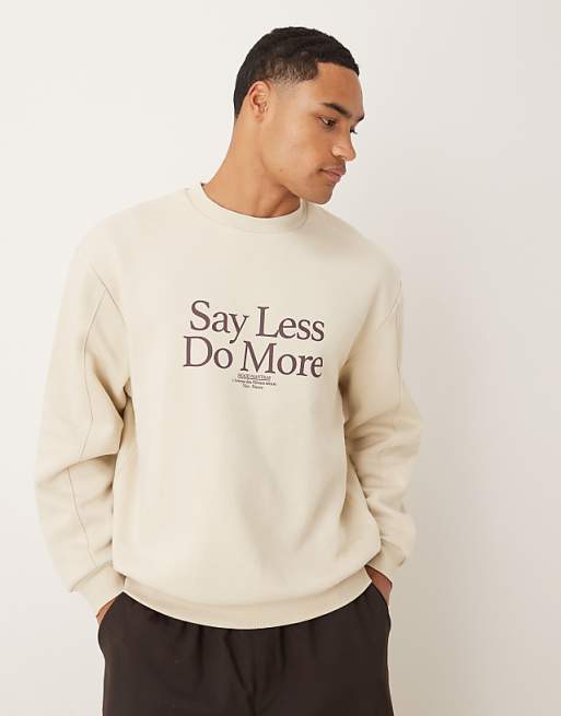 ASOS DESIGN sweatshirt with text print in beige