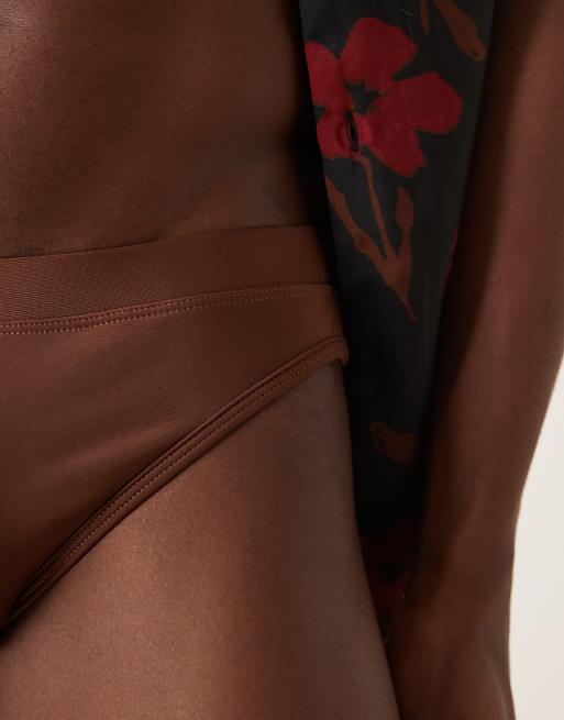 ASOS DESIGN Swim Briefs In Brown