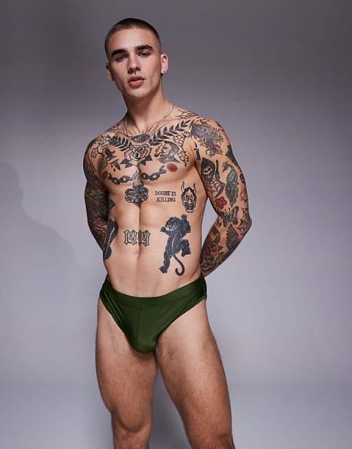 ASOS DESIGN swim briefs in green