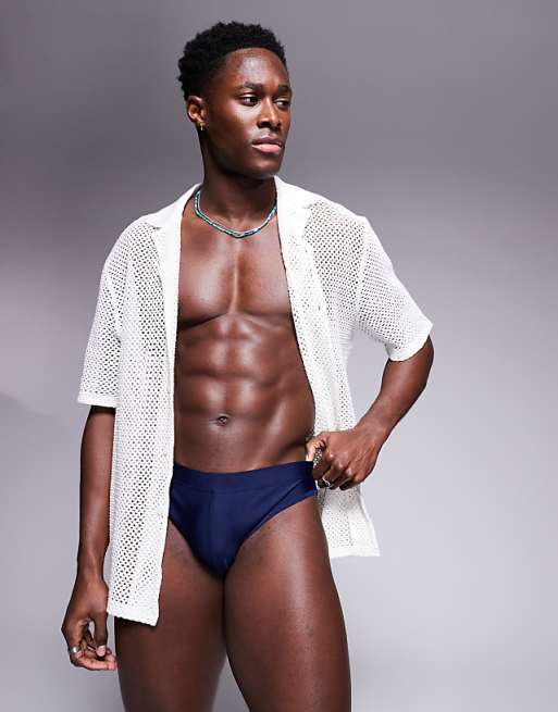 ASOS DESIGN swim briefs in navy
