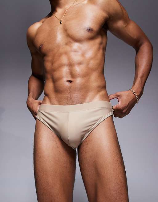 ASOS DESIGN Swim Briefs In Neutral