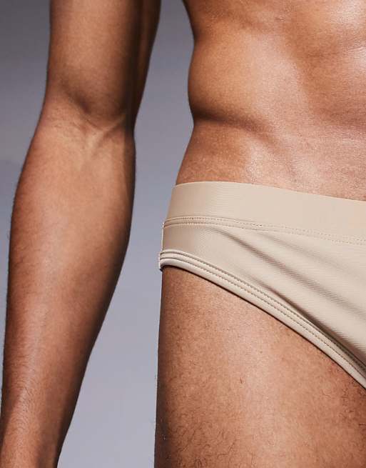 ASOS DESIGN Swim Briefs In Neutral