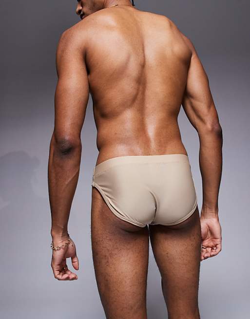 ASOS DESIGN Swim Briefs In Neutral