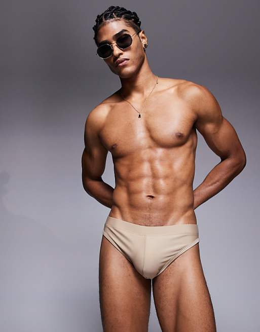 ASOS DESIGN swim briefs in neutral