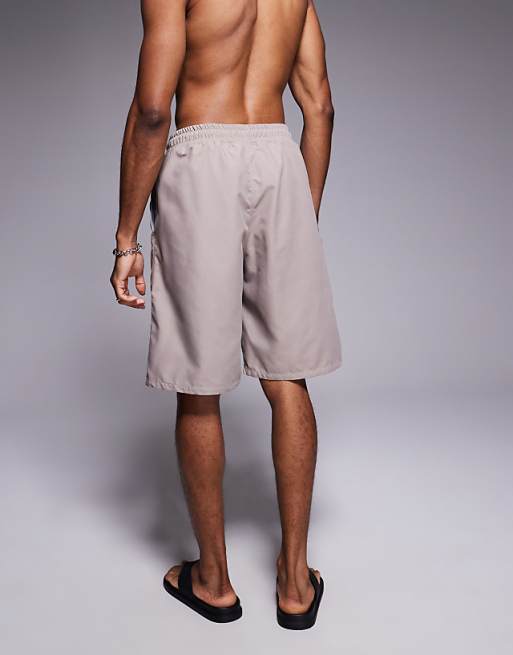 ASOS DESIGN Swim Shorts In Long Length In Beige