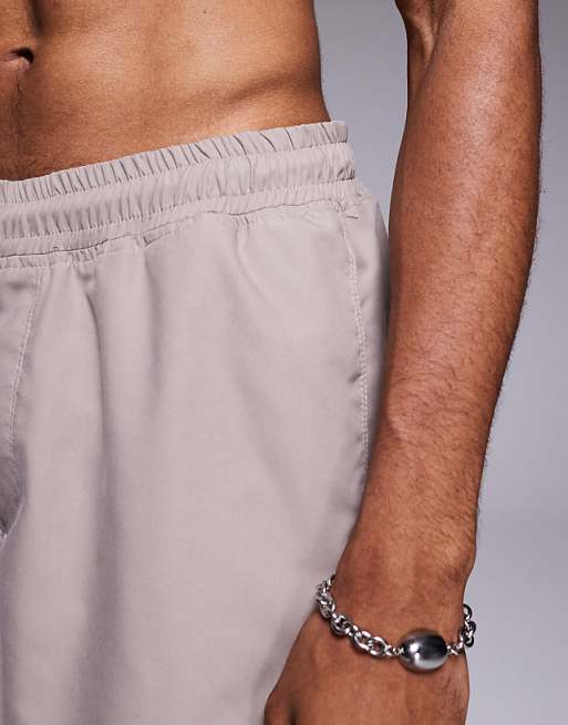 ASOS DESIGN Swim Shorts In Long Length In Beige