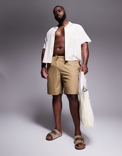 ASOS DESIGN Swim Shorts In Long Length In Neutral
