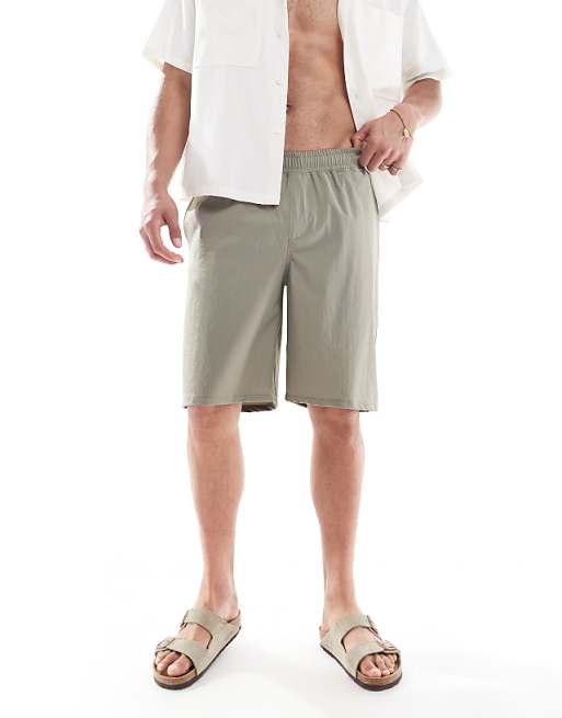 ASOS DESIGN Swim Shorts In Long Length In Sage Green