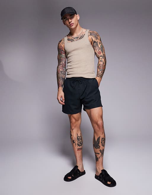 ASOS DESIGN Swim Shorts In Mid Length In Black
