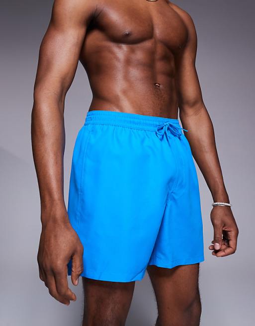 ASOS DESIGN Swim Shorts In Mid Length In Blue