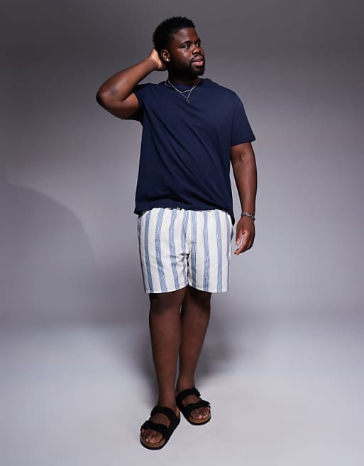 ASOS DESIGN Swim Shorts In Mid Length In Blue Stripe